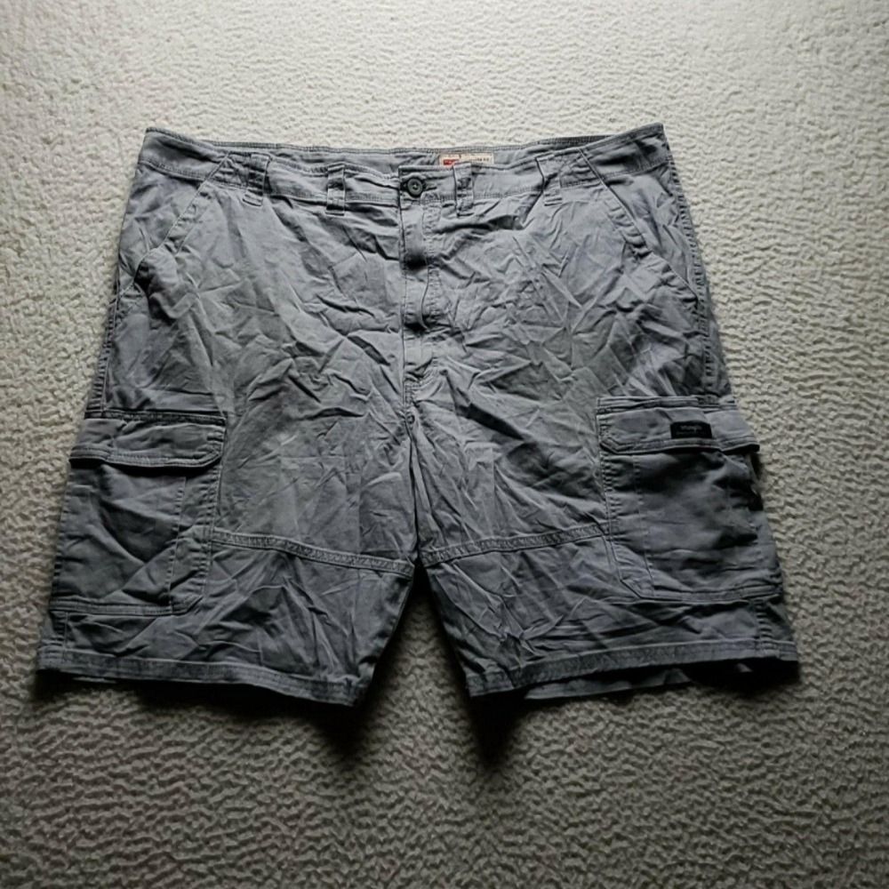 Wrangler Cargo Shorts Mens 46 Gray Cotton Spandex Canvas 10 Inseam Casual Summer